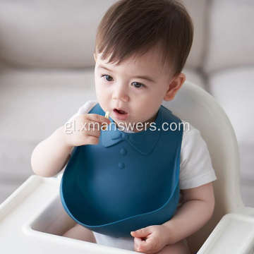Babero de silicona suave impermeable Babero de comida para bebés